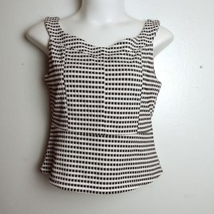 7th Avenue N.Y. & Company Cropped Gingham Blouse Black & White Size L Casual